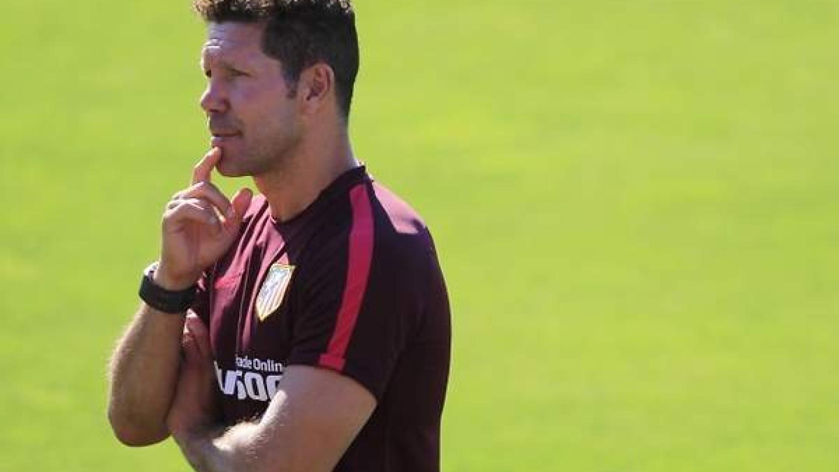 Simeone, durante una sesión de entrenamiento con el Atlético de Madrid.