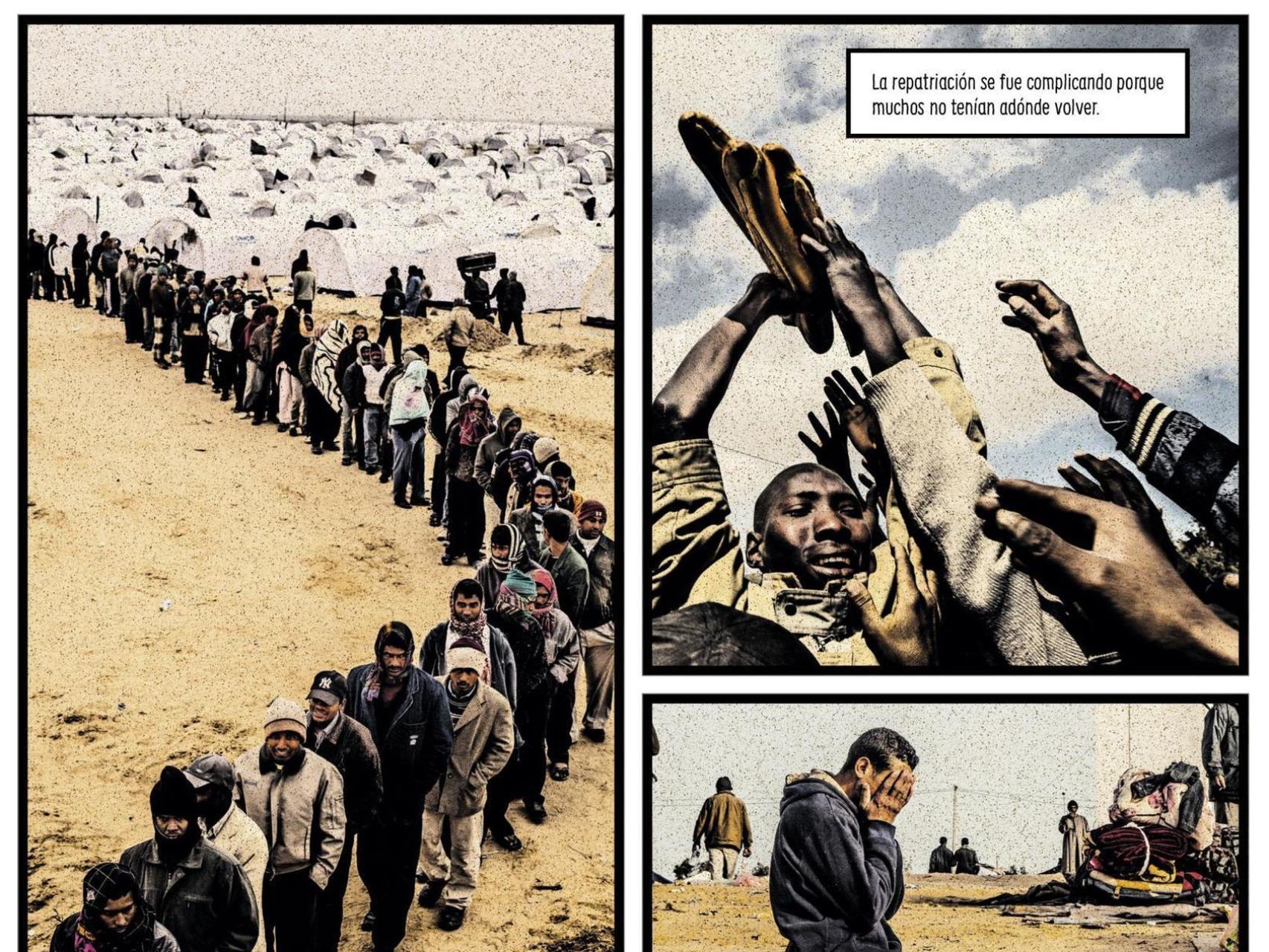 Viñetas del cómic La grieta, sobre la endeble idea de comunidad europea.