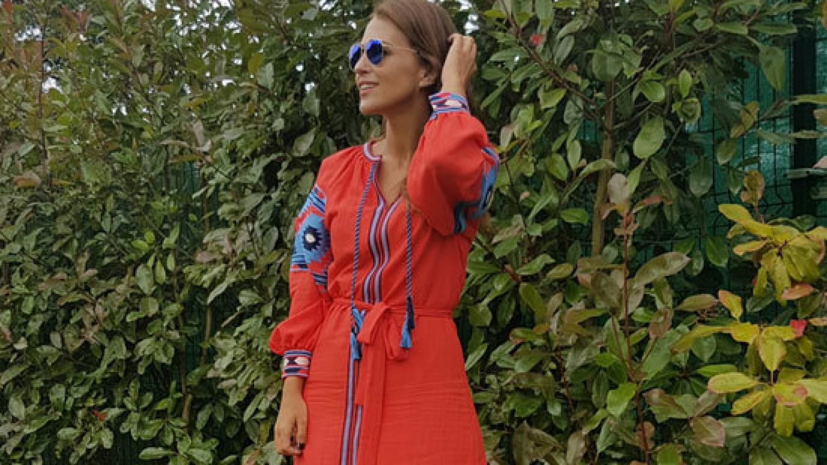 Paula Echevarría vestido rojo étnico