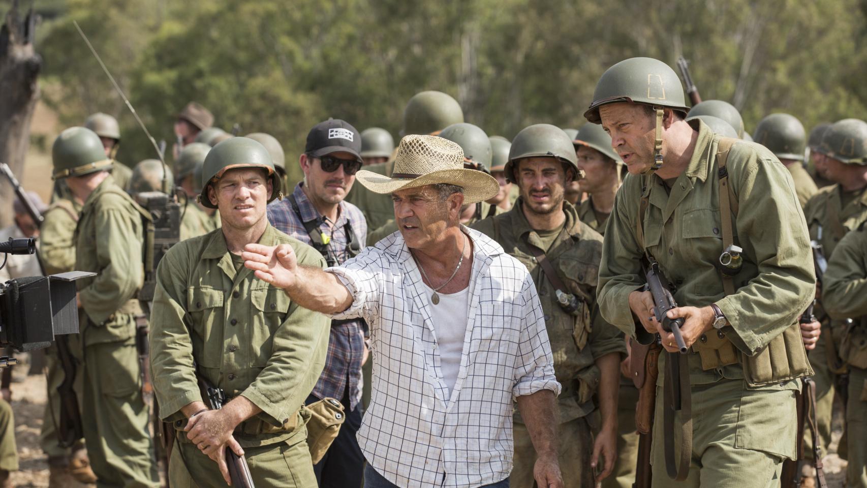 Mel Gibson en el rodaje Hasta el último hombre.