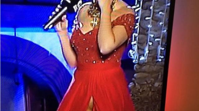 La presentadora durante la retransmisión de las Campanadas en La Gomera.