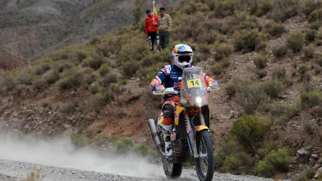 El británico Sunderland durante la quita etapa del Dakar.