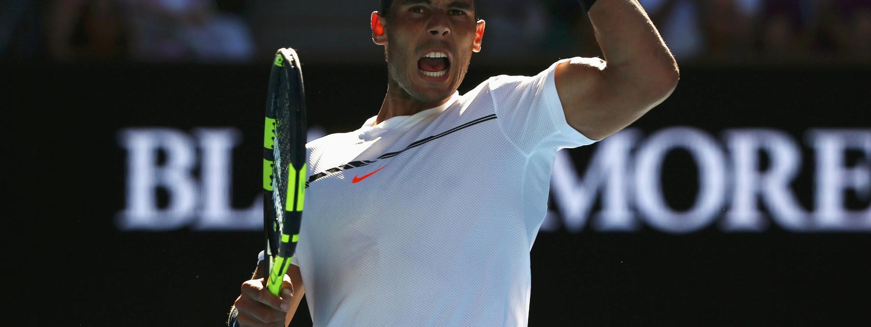 Nadal celebra la victoria contra Zverev.