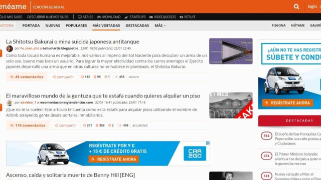 Portada de Meneame.
