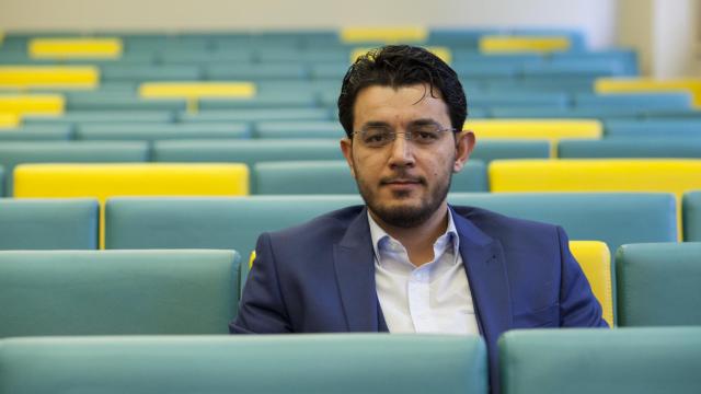 Amjad Fareku, director de operaciones de la ONG siria Sharm el Jeir, en su visita a Madrid.