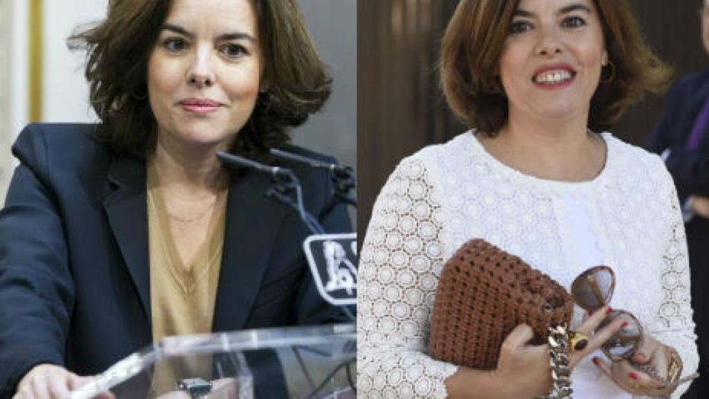 La vicepresidenta, en una imagen tomada este jueves y el pasado mes de julio, respectivamente.