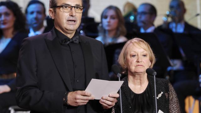 Yvonne Blake y Mariano Barroso, durante su discurso