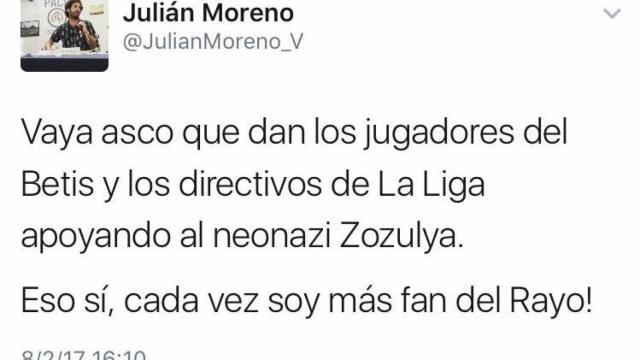 Tuit del concejal de Podemos.