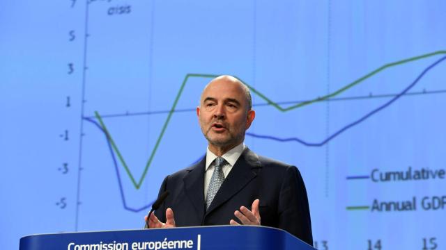 El comisario de Asuntos Económicos, Pierre Moscovici, en rueda de prensa