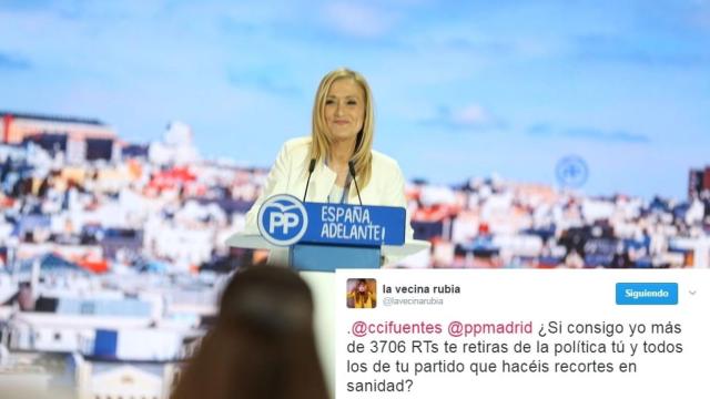 Cifuentes presentando su candidatura ante los medios de comunicación.