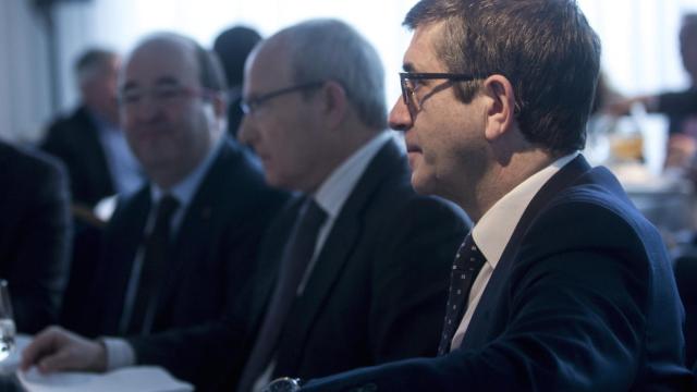 López, con el expresident José Montilla y Miquel Iceta, líder del PSC.