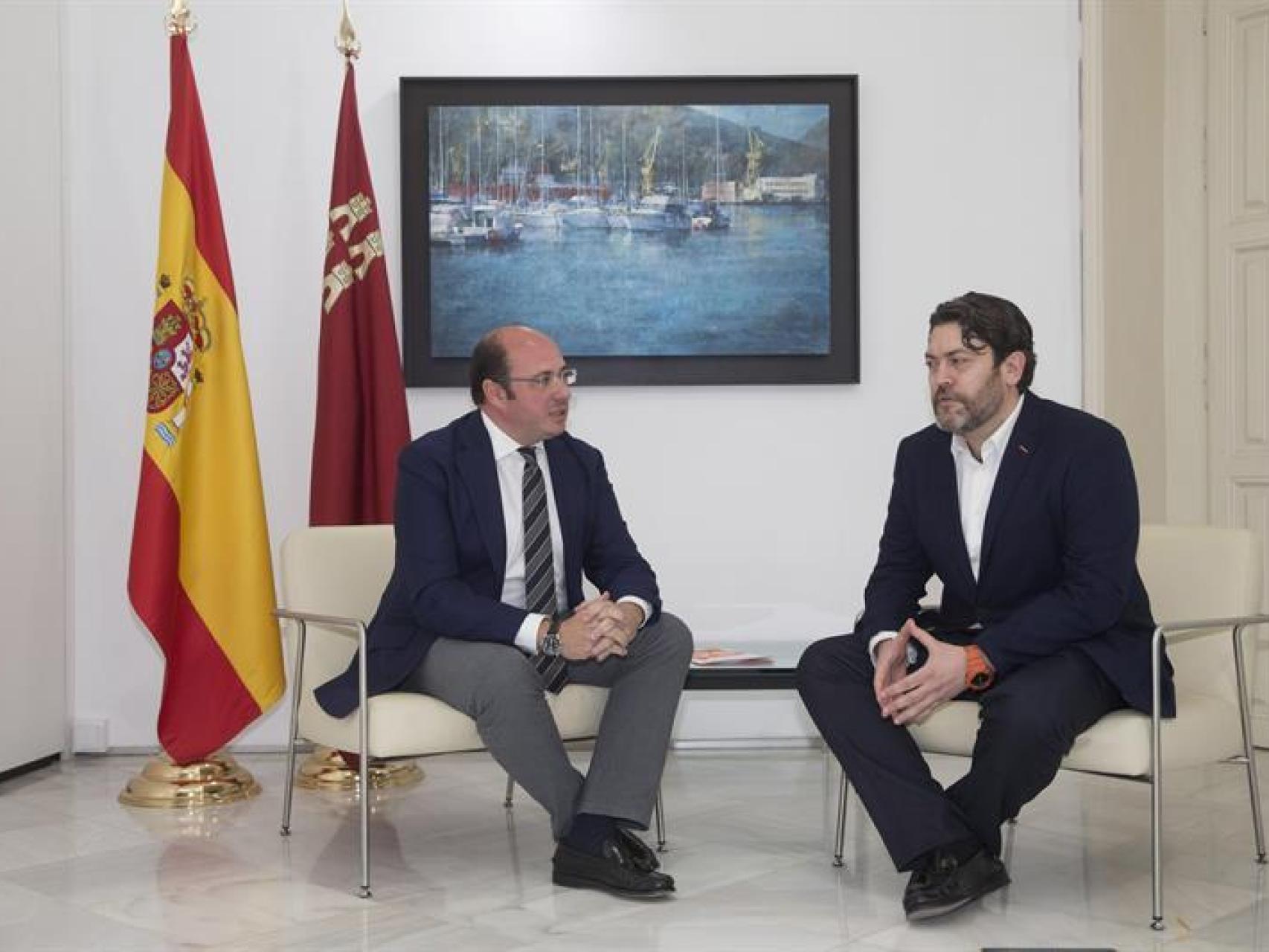 Pedro Antonio Sánchez y Miguel Sánchez, portavoz de Cs en Murcia.