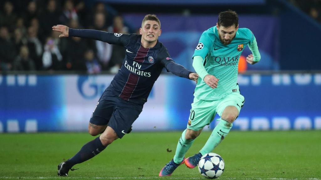 Messi en el duelo de ida ante el PSG.