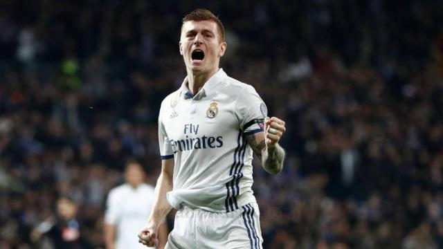 Kroos celebra su gol ante el Nápoles