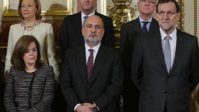 Sáenz de Santamaría, junto al presidente del TC y el presidente del Gobierno