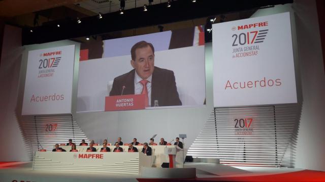 Antonio Huertas, presidente de Mapfre, durante la junta de accionistas.