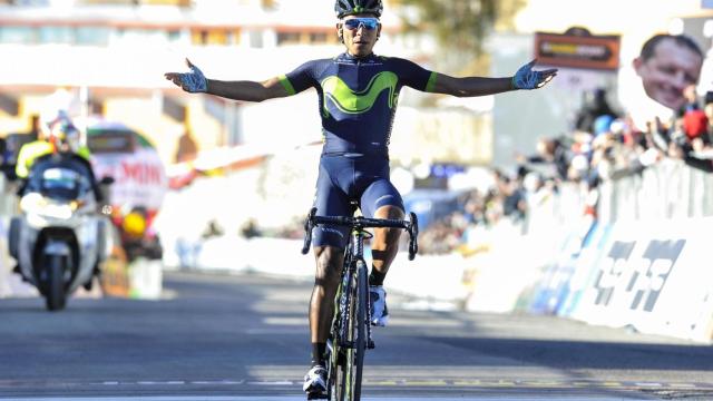 Nairo Quintana al culminar su exhibición en el Terminillo