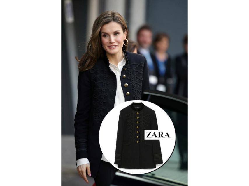 Letizia viste abrigo de tendencia militar.