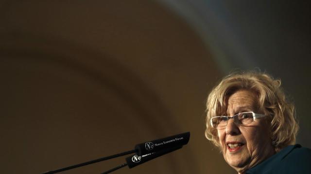 Manuela Carmena durante su intervención en el desayuno informativo celebrado en Madrid