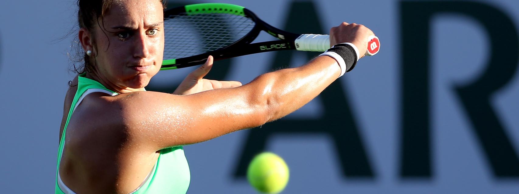 Sorribes, durante un partido en Indian Wells.