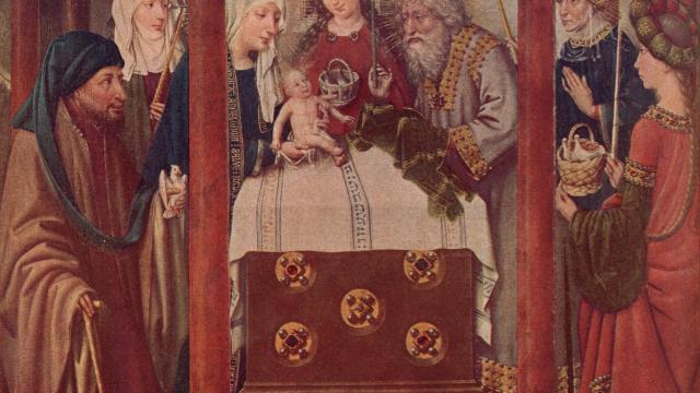 Un altar de Maitre de Flemalle representa una circuncisión.