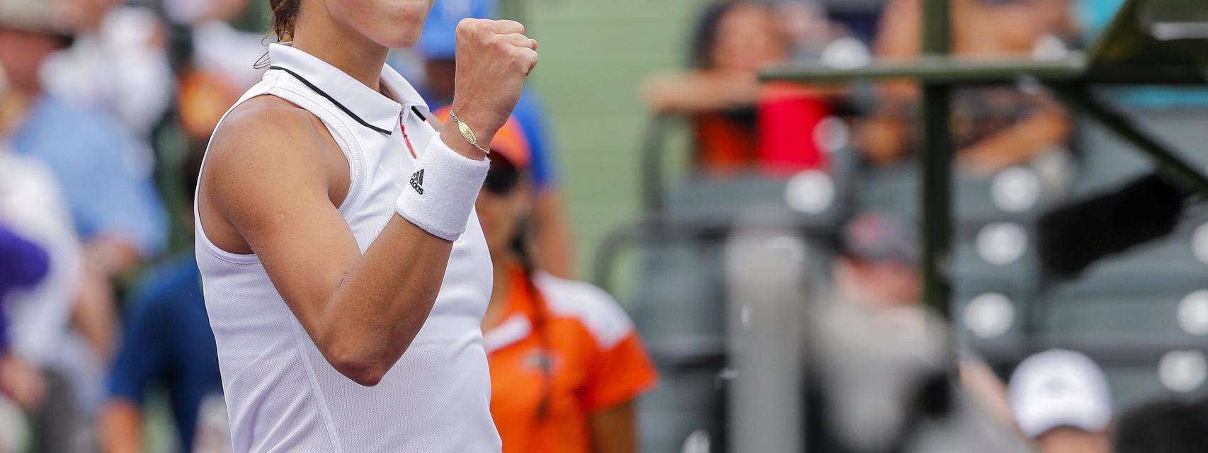Muguruza, celebrando su pase a octavos del torneo de Miami.