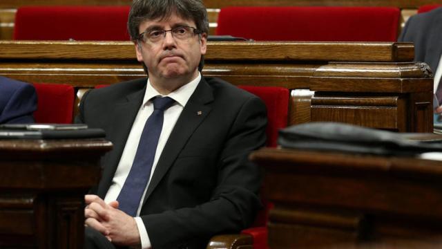 El presidente catalán, Carles Puigdemont, en el Parlament.