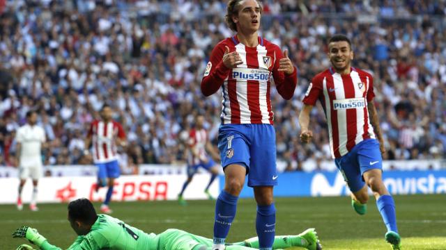 Griezmann celebra su gol ante un Keylor Navas superado.