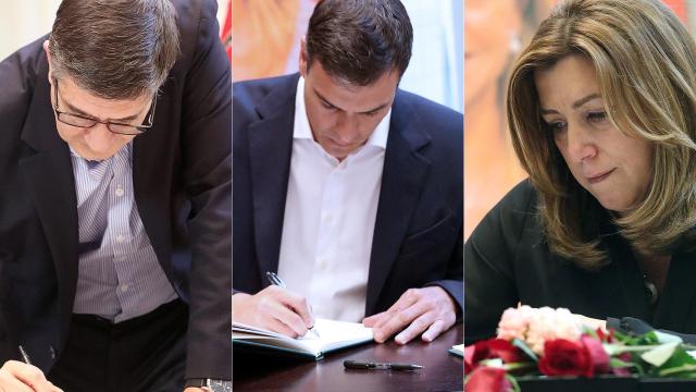Díaz, López y Sánchez lloran por separado ante el féretro de Chacón.