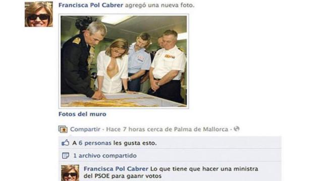 Un fotomontaje la desnudó ante los militares.