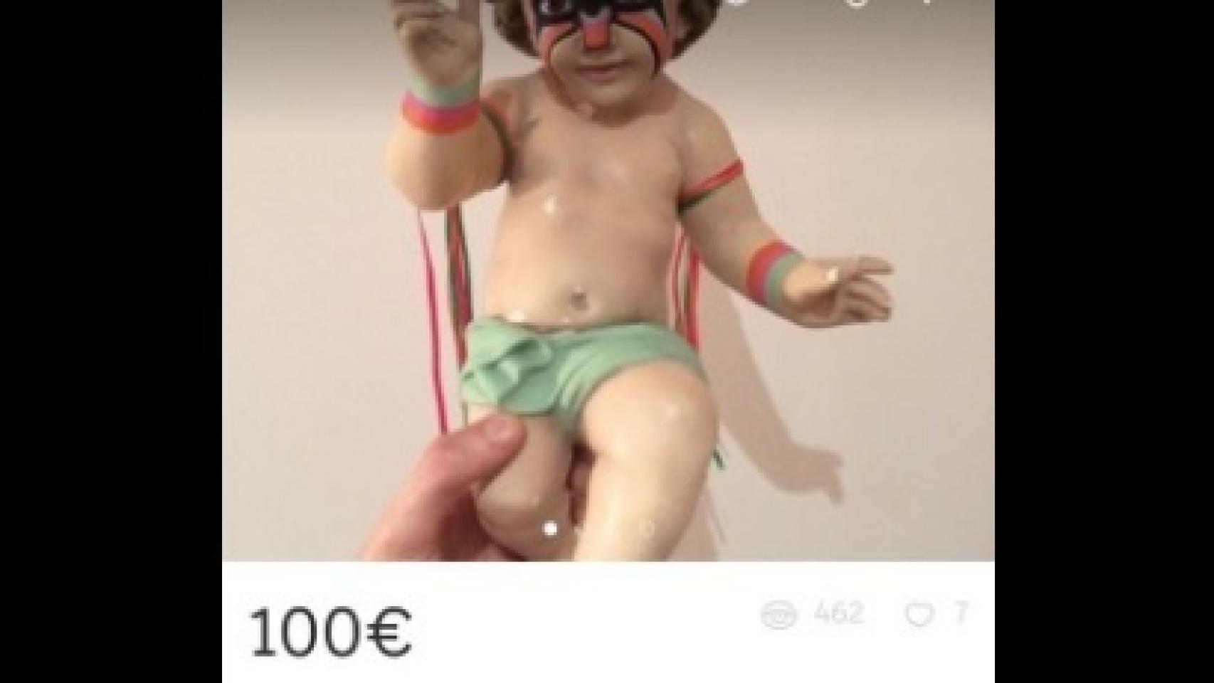 Este niño Jesús customizado a mano se vende a través de Wallapop.