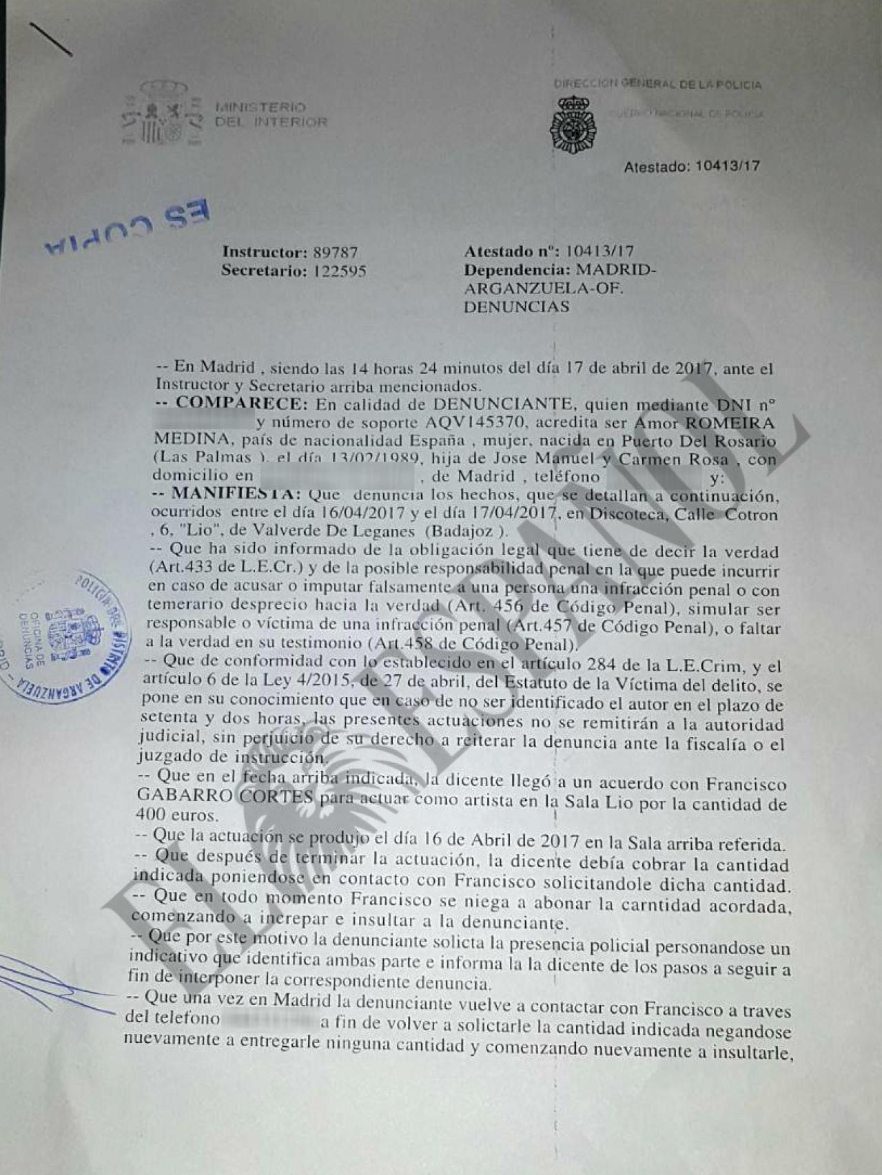 Denuncia de Amor GH por estafa.