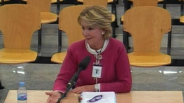 Esperanza Aguirre durante su declaración en la Audiencia Nacional.