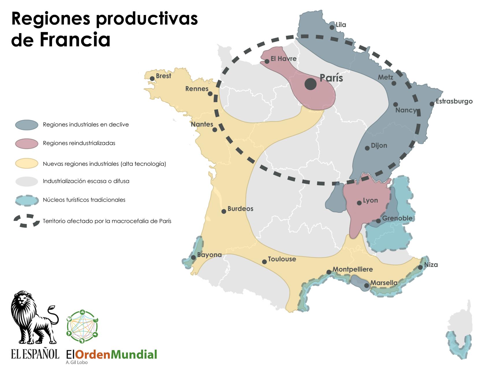 El voto y las regiones de Francia.