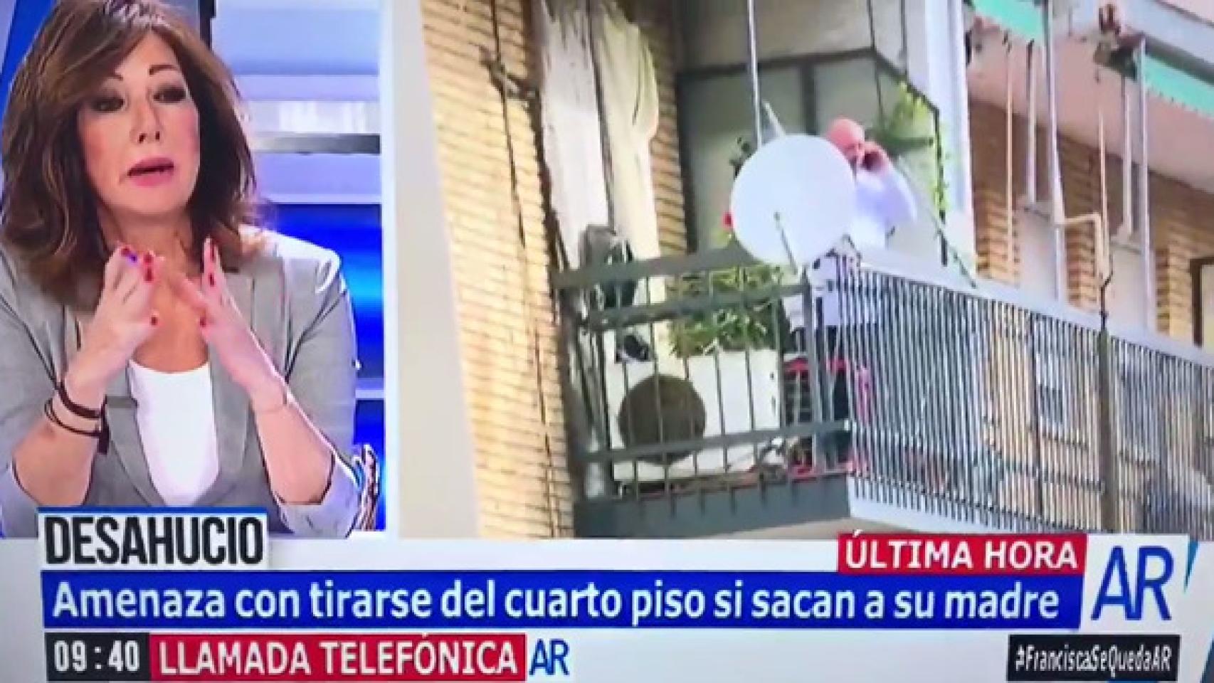 Ana Rosa intenta parar un suicidio en directo por culpa de un desahucio