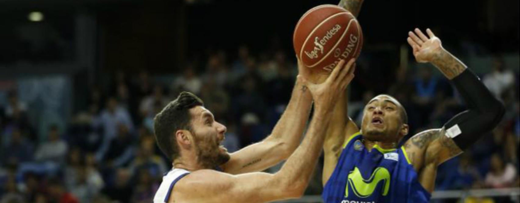 Rudy Fernández y Edwin Jackson en el partido de ida.