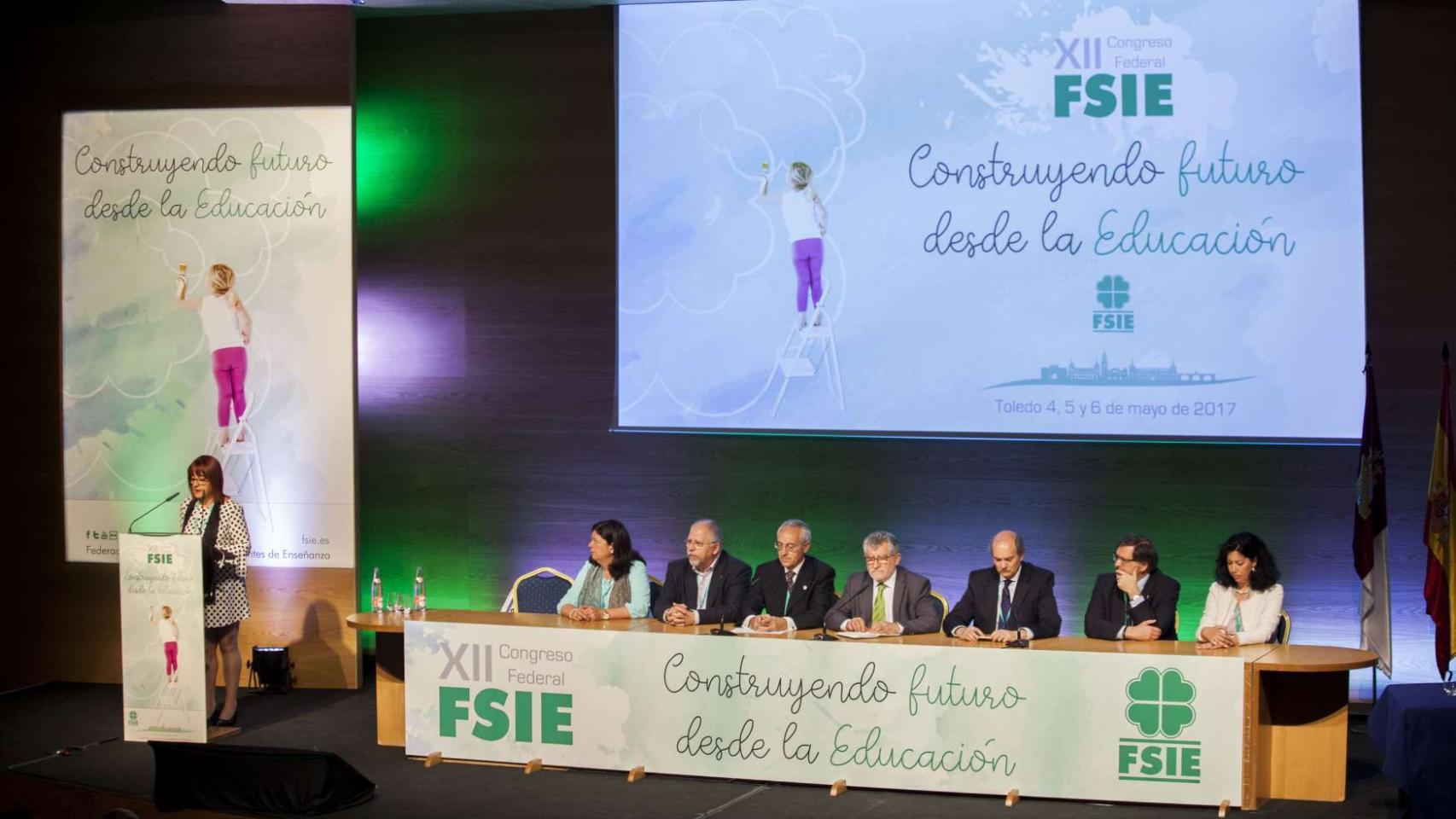 Miembros del sindicato FSIE durante un acto en Toledo
