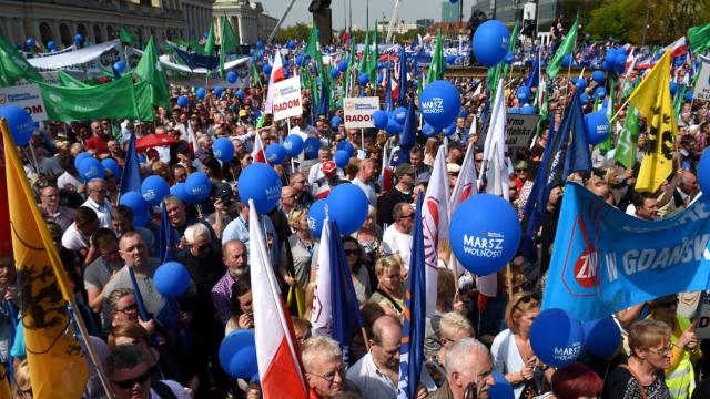 Manifestación en el centro de Varsovia.