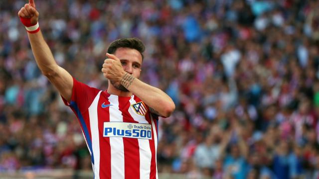 Saúl celebra su gol contra el Eibar.