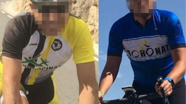 Edu y Luis, mientras montaban en bicicleta.