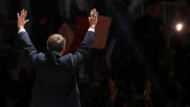 Emmanuel Macron, tras conocer su victoria.