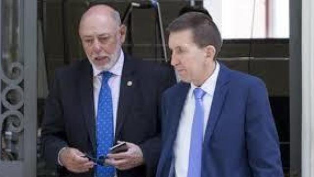 José Manuel Maza y Manuel Moix, el 24 de abril en las puertas de la Fiscalía Anticorrupción