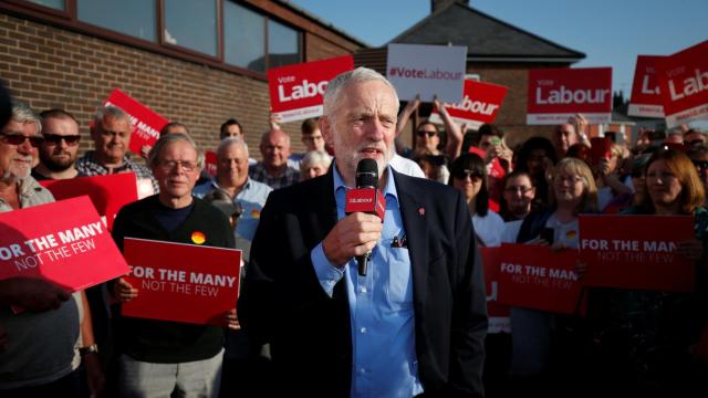 Corbyn durante un acto electoral este miércoles