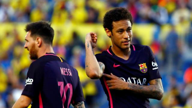 Neymar celebra un gol con el Barcelona.