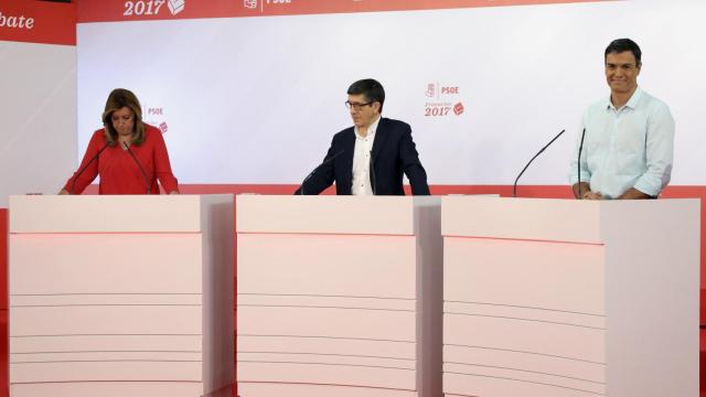 Díaz, López y Sánchez en un momento del debate.