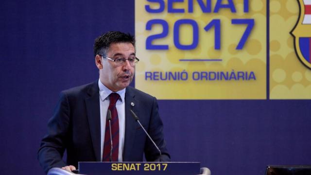 Bartomeu en la reunión del senado culé este martes.