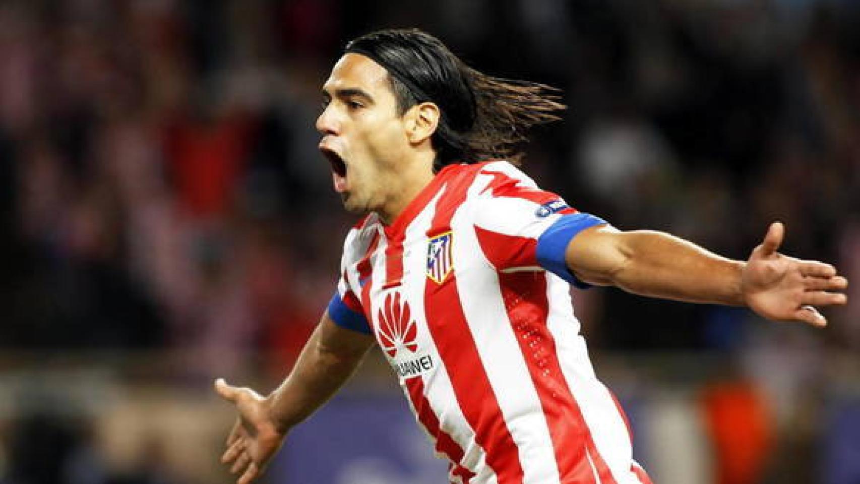 Falcao celebra un gol con el Atleti