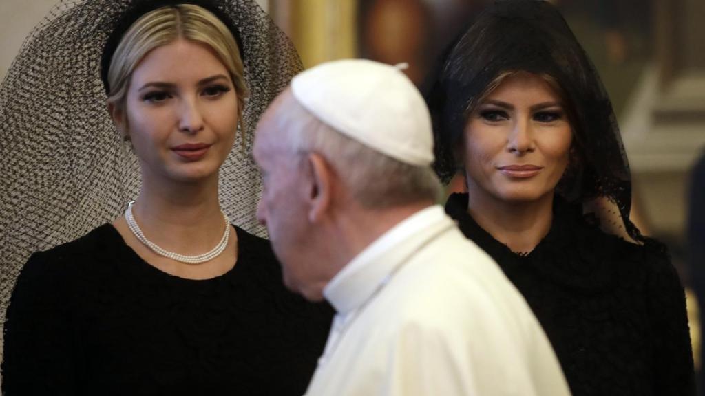 Melania Trump e Ivanka en su encuentro con el Papa Francisco.
