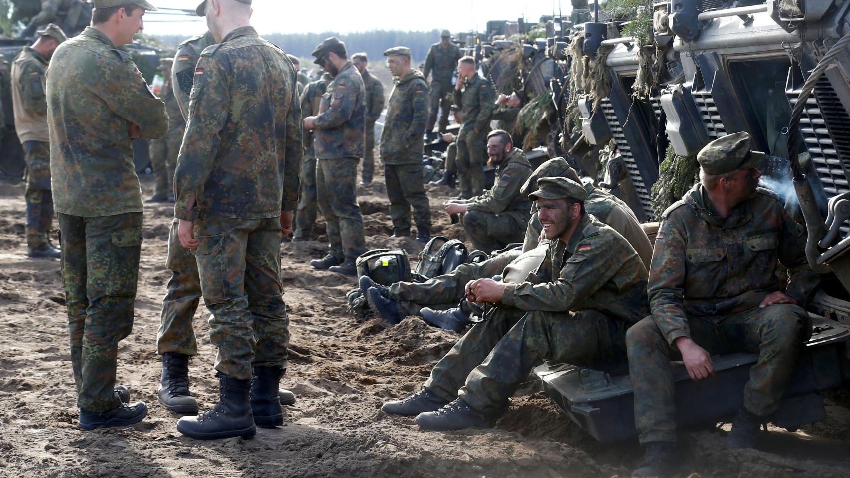 Soldados del ejército alemán en un ejercicio militar en Pabrade