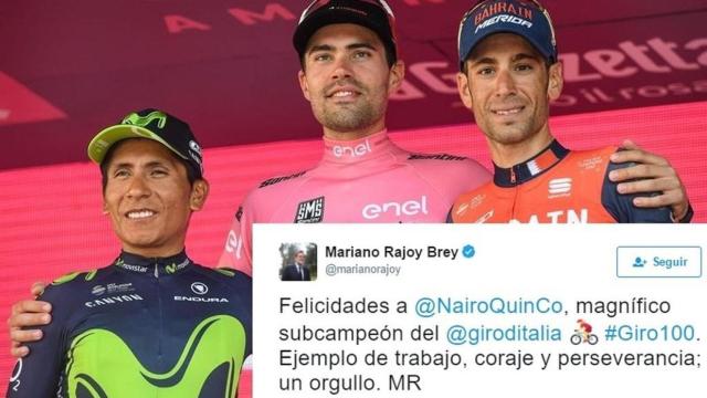 Nairo Quintana, a la izquierda, junto a Tom Doumolin y Vincenzo Nibali.